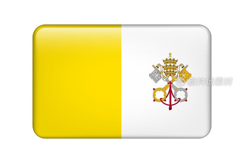 梵蒂冈，圣座国旗。矢量图标。用于web, app, ui的玻璃按钮。光滑的旗帜。